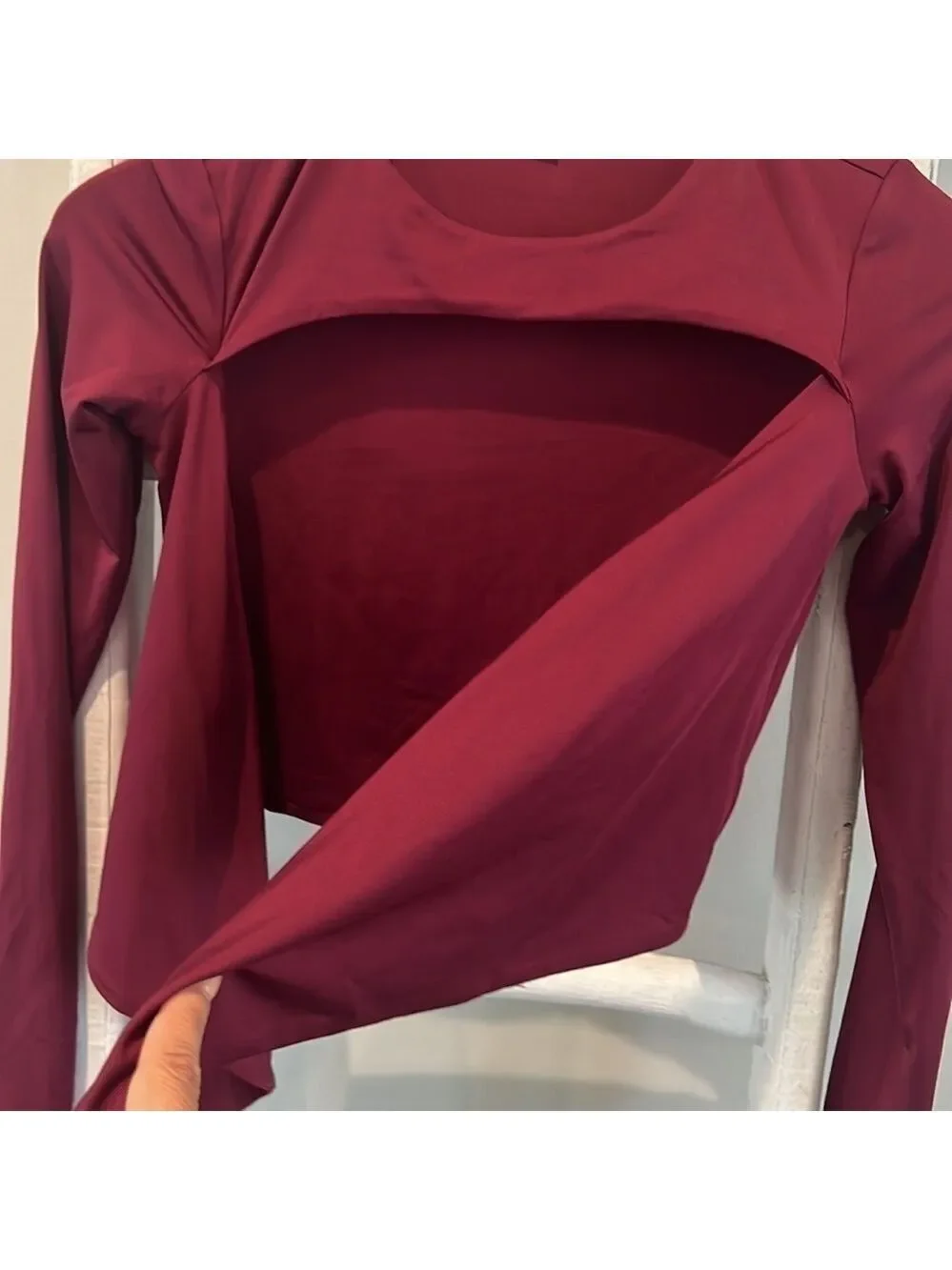 SUPERDOWN revolve burgundy cut out wrap crop top size xs
